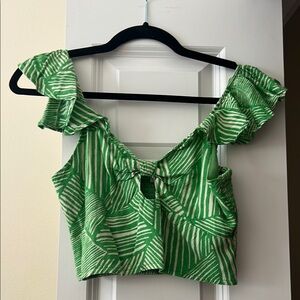 Green Patterned Women's Top